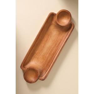 Plateau de service pour biscuits et snacks en acacia véritable, plateaux décoratifs pour restaurant et café, style français, plateau en acacia véritable fait main - Product Image 2