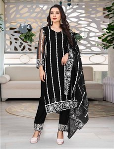 Conjunto de Traje Bordado con Tela de Seda y Pantalón de Mezcla de Seda y Dupatta - Ropa Ligera para Fiestas - Product Image 3