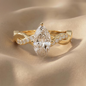 Anillo de Compromiso con Diamante Corte Marquesa para Mujer, Anillo de Diamante para Fiesta, Anillo de Diamante de Oro Amarillo Cultivado en Laboratorio para Venta de Exportación - Product Image 1