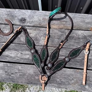 Premium Handmade 100% Cow Leather Western Headstall & Breast Collar Set |Durable <b>Equestrian</b> Riding - Product Image 3