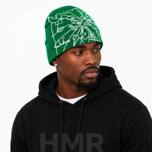 Gorro de Invierno HMR Sisterhood Brotherhood, Gorro de Punto Acrílico Verde, Estilo Urbano, Unisex, Informal, Bordado, Elegante - Product Image 4