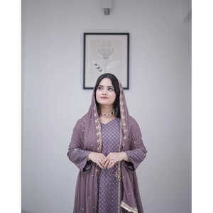 Ensemble haut, bas et dupatta pour femmes, vêtements de soirée, broderie de sequins - Product Image 5