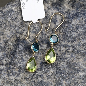 Pendientes de Oro Sólido de 18k de Alta Calidad Natural al por Mayor, Certificados por IGI, Hechos a Mano con Topacio Azul de Londres y Peridoto, Regalos Clásicos para Fiestas - Product Image 5