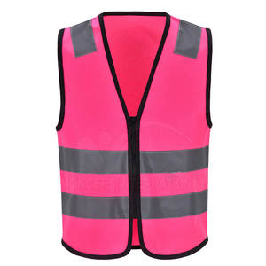 Chaleco de seguridad rosa de alta visibilidad con franjas reflectantes, ropa de trabajo unisex - Product Image 3