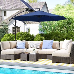Ombrellone da Patio a Braccio Orientabile Blu Navy 10FT, Materiale Resistente ai Raggi UV e all'Acqua, Raggio 3M per Parchi - Product Image 2