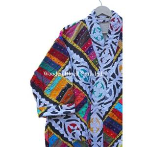 Handmade Winter Kantha Jacket Coat for Women Cutwork <b>kimono</b> <b>robe</b> With Unique Pattern For Winter And Party Wear - Product Image 2