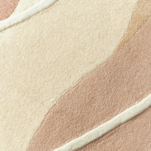 Tapis en laine tufté à la main, motif abstrait lait pêche, style moderne, inspiration mid-century, tapis rectangulaire fait main pour salon - Product Image 6