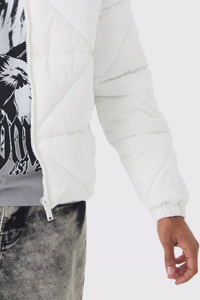 Hot Selling 100% Polyester Winter Abstract Quilted <b>Puffer</b> <b>Jacket</b> <b>White</b> Windproof Waterproof Stand Patchwork Design Custom Bubble - Product Image 4
