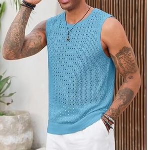 High Quality Summer Sleeveless Oversized Distress <b>Tshirt</b> Fishnet Mesh Sheer Sexy <b>Party</b> Streetwear Clubwear Wholesale Breathable - Product Image 5