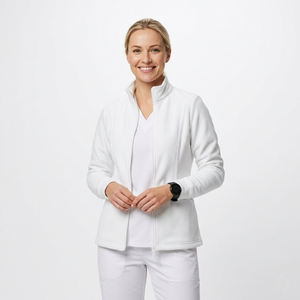 Blouses d'infirmière en polyester et élasthanne pour femmes, uniformes médicaux à fermeture éclair intégrale, blouses de médecin à manches longues, vêtements de travail d'hôpital - Product Image 1