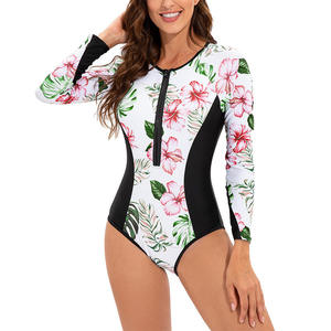 Rashguard de surf et de plongée à manches longues pour femmes, à motifs floraux, protection UV, respirant, séchage rapide, en Spandex/Polyester, pour sports nautiques - Product Image 4