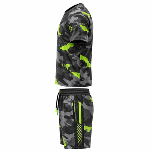 Ensemble de vêtements de sport pour hommes, t-shirt et short camouflage néon, tenue de fitness, kit sportif, séchage rapide, vêtements tactiques, fabricant OEM, ensembles sur mesure - Product Image 2