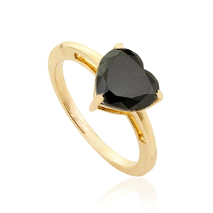 Productos en Oferta, Precio al por Mayor, Anillo Solitario con Forma de Corazón de Diamante Negro, Oro Amarillo K14, Joyería de Compromiso, Fabricante - Product Image 3