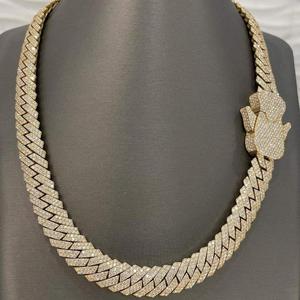 Chaîne cubaine en argent sterling plaqué or de luxe avec moissanite, bijoux de mode hip-hop, cadeau - Product Image 5