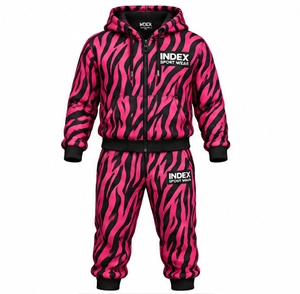 Ensemble de survêtement à capuche imprimé zèbre rose pour hommes, veste zippée, pantalon, tenue sportive - Product Image 1