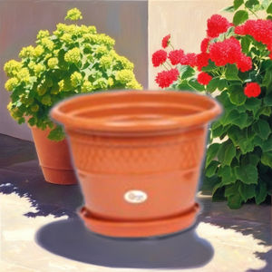 Pot de jardin en plastique de 14 pouces avec soucoupe, jardinière en plastique robuste pour la maison, le jardin et la pépinière - Product Image 4