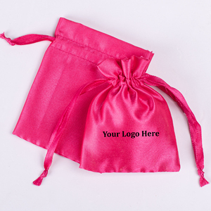 Jewelry Packaging Pink Satin <b>Drawstring</b> <b>Pouch</b> Bag With Custom Logo Promotional Branding Wedding Favor <b>Pouches</b> - Product Image 6