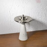 OSCO INTERNATIONAL Porte-encens Indien Aromatique en Acier Inoxydable Motif Clé Grecque Moderne Design Géométrique Finition Argent Brossé 100%