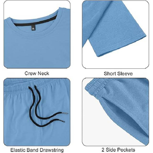 Custom OEM High Quality Men Short Sets 2 Piece Summer <b>Tracksuits</b> Casual Shirt Shorts Set <b>Polyester</b>/Cotton Breathable Quick Dry - Product Image 5