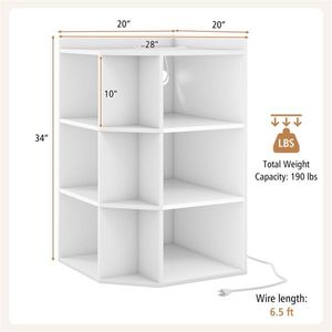 Mobile angolare a tre strati bianco con stazione di ricarica per l'arredamento del soggiorno - Product Image 2