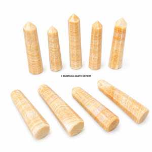 Tour de cristal de quartz calcite citronnée naturelle, rare, de guérison, gravée, à 8 facettes, polie, pour décoration Feng Shui, Gujarat - Product Image 4