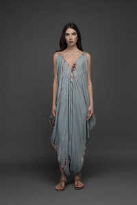 Mono de algodón estilo bohemio con efecto tie-dye para mujer, largo maxi, cuello en V, sin mangas, corte holgado, estilo fluido, ropa de playa informal - Product Image 3