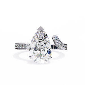Anillo de Compromiso de Diamante de Corte Pera de 3 Quilates de Alta Calidad, Cultivado en Laboratorio, Oro de 14k, Informe IGI, Diamante VS DEF para Aniversario o Boda - Product Image 3
