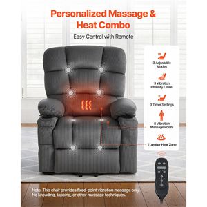 Sillón Reclinable Eléctrico de Doble Motor con Masaje y Calor para Personas Mayores, Ajuste de Posición Infinito, Sillón Reclinable Eléctrico Grande - Product Image 4