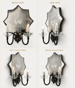 Italian Venetian Glass Mirror <b>Wall</b> <b>Sconce</b> | Luxury Vintage Style Handmade Decorative <b>Wall</b> <b>Light</b> Ornate Carved Frame for Boutique - Product Image 3