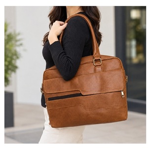 India Wholesale High Quality Genuine Leather <b>Laptop</b> Messenger <b>Bag</b> Zipper Waterproof <b>14</b> Inch for Travel Work Outdoor Use for Men - Product Image 1