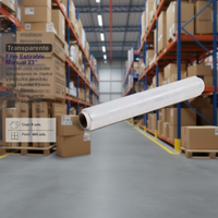 Film étirable souple en PE transparent, largeur 50 cm, 23 microns, surface lisse, moulage par soufflage, qualité alimentaire, palettes, marchandises lourdes, modèle 001005