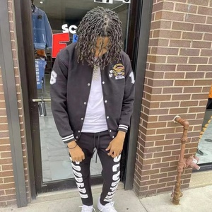 Chaqueta personalizada de alta calidad para hombre, traje apilado, trajes para el sudor, pantalones para correr, chaqueta de béisbol de retales, chándal de 2 piezas - Product Image 2