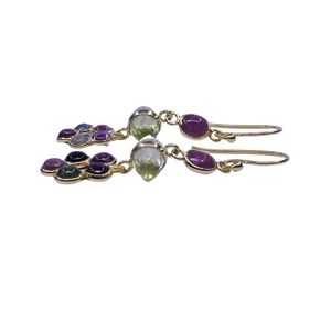 Pendientes de plata de ley 925 chapados en oro con turmalina multicolor y topacio limón para mujer, ideales para bodas. - Product Image 2