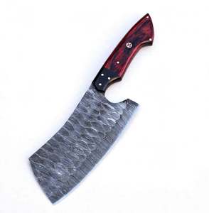 Cuchillo de Cocina Pesado de Acero de Damasco Hecho a Mano con Mango de Madera Roja, Herramienta Multiusos - Product Image 3