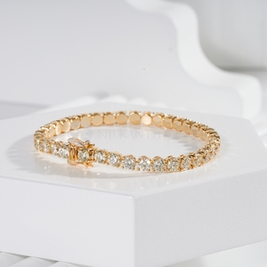 Pulsera de Diamantes en Oro Amarillo con Corte Redondo en Oro Sólido de 10K, 14K y 18K, Pulsera de Diamantes Finos con Claridad VVS para Mujer - Product Image 1