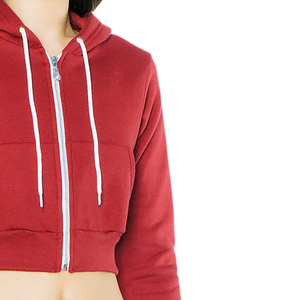 Hot Selling Customized Color Printed Stand Collar Fleece <b>Crop</b> <b>Top</b> Hoodies for Winter Plus Size - Product Image 3