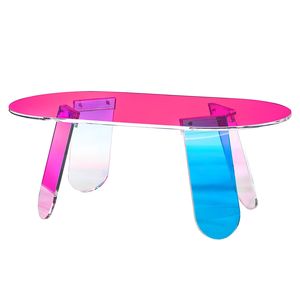 Iridescent Acrylic Coffee Table 13.8 Inch High Colorful <b>Side</b> Table for Drinks & Snacks Dazzling End Table - Product Image 1