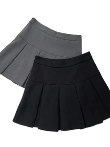 Jupe plissée vintage grise en coton pour femmes Kawaii Mini jupes taille haute Uniforme scolaire mode coréenne Harajuku Streetwear printemps - Product Image 4