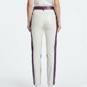 Pantalones de Cuero para Mujer con Botones, Pantalones de Cuero Ajustados para Mujer, Pantalones de Cuero 100% para Dama con Bolsillos - Product Image 2