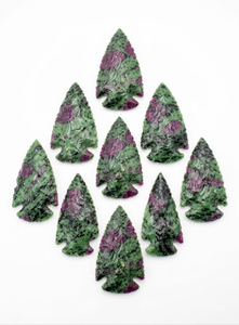 Puntas de flecha de piedra con rubí natural y zoisita, puntas de flecha de cristal curativas, puntas de flecha de jaspe elegante, gemas para mayoristas de cristales - Product Image 2