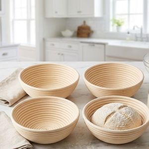 Round Bannetons 21cm Baskets Rattan with Liner Cloth Handmade Bread <b>Baking</b> <b>Set</b> Banneton Proofing Baskets Natural Eco-friendly - Product Image 3