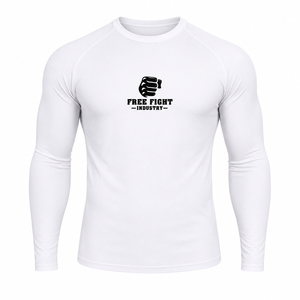 Chemise de compression à manches longues pour homme Free Fight Industry, blanche, en polyester à séchage rapide - Product Image 1