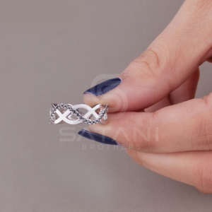 Bague Infini en Moissanite Noire, Élégante, en Or Blanc 10 carats, Style Vintage Croix, Bijou de Mariage de Luxe, Anniversaire, Fiançailles - Product Image 2