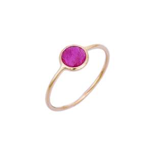 18K Yellow Gold Oval Ruby <b>Ring</b> with Natural Stone <b>Resizable</b> Wedding Band - Product Image 2