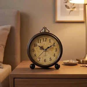 Reloj Despertador de Mesa de Metal Vintage, Reloj de Escritorio Redondo Antiguo, Reloj Clásico Retro, Reloj Decorativo para Oficina, Estudio, Biblioteca, Dormitorio - Product Image 6