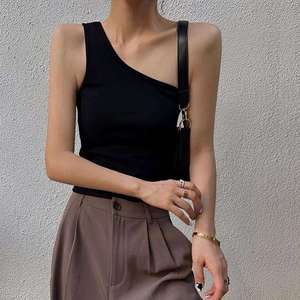 Top court sans manches à épaules dénudées pour femme, style club sexy, coupe ajustée, respirant, en coton et élasthanne - Product Image 5