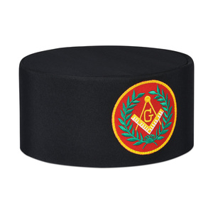 Gorra de masón maestro de alta calidad con corona negra y diseño bordado de brillaña y compás, tela premium personalizada - Product Image 2