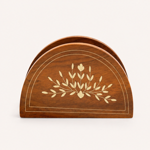 Porta Servilletas de Madera de Sheesham Hecho a Mano con Incrustaciones Florales Exquisitas, Soporte de Madera Sólida de Lujo para Servilletas, para Mesa de Comedor o Restaurante - Product Image 5