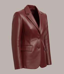 Women <b>Leather</b> <b>Blazer</b> <b>Jacket</b> Single Button Notched Lapel Long Sleeve Regular Fit for Autumn Winter Fit Elegant Autumn Outerwear - Product Image 4
