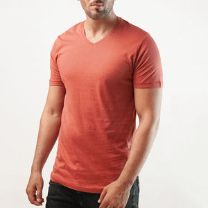 T-shirt pour homme de haute qualité 100% coton, col en V, t-shirts unis 100% coton, nouvelle mode, dernier design, coupe ajustée, t-shirts unis - Product Image 2